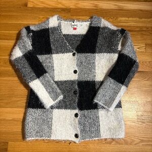 Woolrich Monochrome Plaid Cardigan